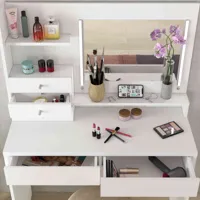 coiffeuse 3 tiroirs avec miroir en bois blanc