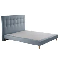 sommier tapissier + tete de lit capitonnée bleu ciel 160x200