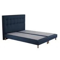 sommier tapissier + tete de lit capitonnée bleu 180x200