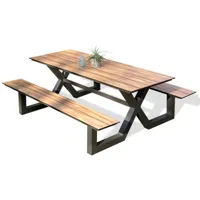 table de jardin en aluminium anthracite et plateau hpl effet bois
