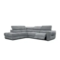 canapé d'angle gauche 5 places avec relax électrique tissu gris moyen