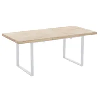 table repas extensible bois clair et acier blanc l180