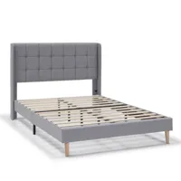 cadre de lit rembourré 30 cm, 90x190 cm, gris clair