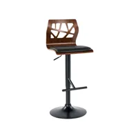 chaise de bar en bois foncé et cuir pu noir ii