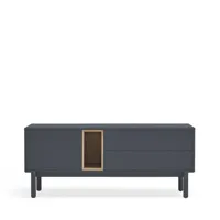 meuble tv 1 porte 1 niche et tiroir en bois l140cm gris anthracite