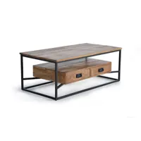 table basse en bois de manguier et métal