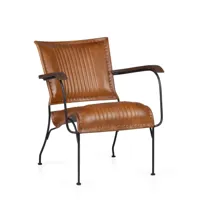 fauteuil en métal et cuir marron