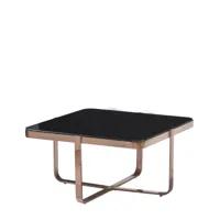 table basse carrée en acier inoxydable et verre noir l 80 cm
