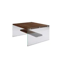 table basse carrée 1 étagère en bois de pin et sa structure en verre