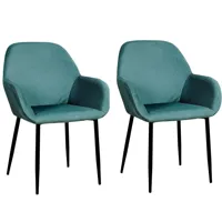 lot de 2 fauteuils de table design velours vert