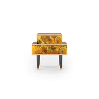table de chevet jaune 2 tiroirs l 58 cm