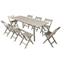 ensemble table de jardin extensible 6/8 personnes + 8 chaises pliantes