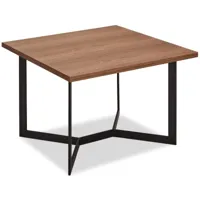 table basse carrée effet bois et métal