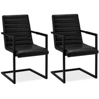 lot de 2 chaises avec accoudoirs en simili noir