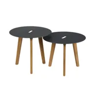 tables gigognes d'extérieur aluminium et teck diamètre 50 cm