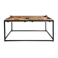 table basse en bois de chêne noir, 84x84x40 cm