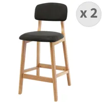 chaise de bar en tissu anthracite et bois massif(x2)