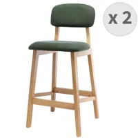 chaise de bar en tissu sauge et bois massif(x2)