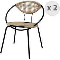 chaise en corde naturel et métal noir (x2)