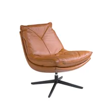 fauteuil pivotant cuir brun acier noir
