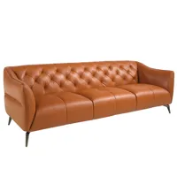 canapé 3 places en cuir brun et acier