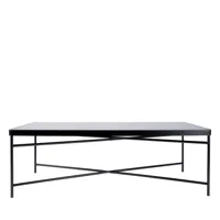 table basse rectangulaire en verre et métal noir