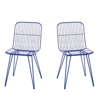 lot de 2 chaises design en métal bleu