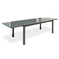 table de jardin 12 places en aluminium anthracite et plateau verre