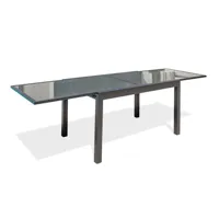 table de jardin 10 places en aluminium anthracite et plateau verre