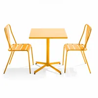 ensemble table inclinable de jardin et 2 chaises jaune