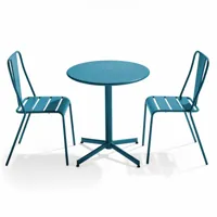ensemble table ronde et 2 chaises de jardin bistrot en métal pacific