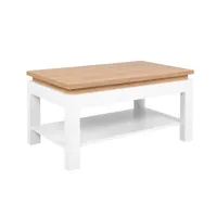 table basse stratifiés blanc et bois