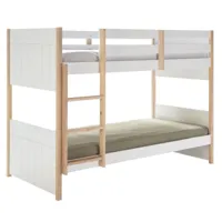 lits  superposés 90x190 bois naturel et blanc