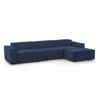 canapé d'angle 4 places en tissu bleu