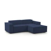 canapé d'angle 2 places en tissu bleu