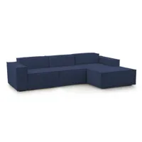 canapé d'angle 3 places en tissu bleu