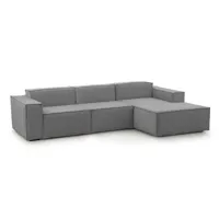 canapé d'angle 3 places en tissu gris