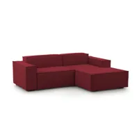 canapé d'angle 2 places en tissu rouge