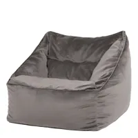 pouf fauteuil velours gris anthracite