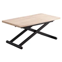 table basse convertible bois et acier noir