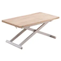 table basse convertible bois et acier blanc