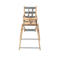 chaise haute  extra-pliante bleu gris