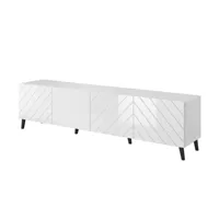 meuble tv style contemporain 200 cm blanc