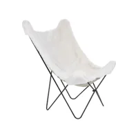 fauteuil papillon en fourrure synthétique blanc