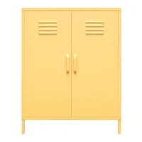 armoire avec 2 portes en métal jaune