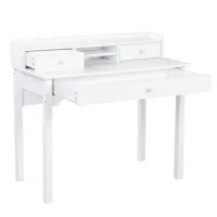 bureau scandinave blanc en bois avec tiroirs rangement 100*50