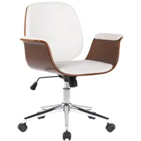 chaise de bureau réglable en bois noyer / blanc