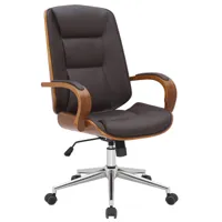 chaise de bureau pivotant ergonomique en similicuir noyer / marron
