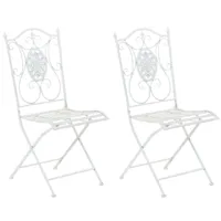 lot de 2 chaises de jardin pliables en métal blanc