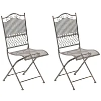 lot de 2 chaises de jardin pliables en métal bronze